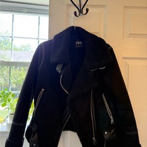 Zara Black Suede/Sherpa Jacket